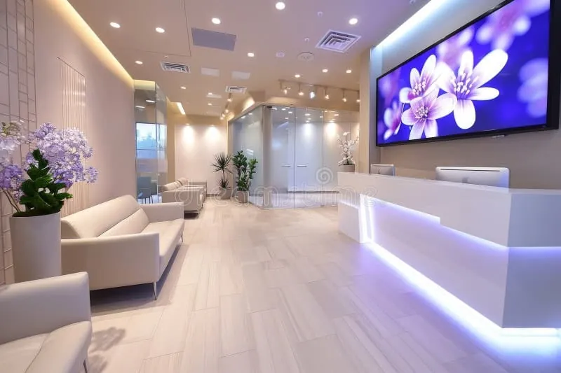Minimalist dental clinic waiting room